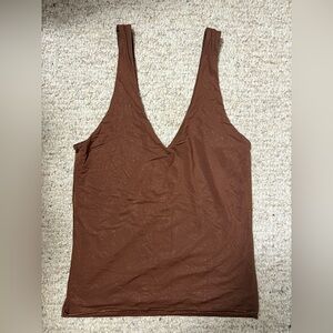 Aerie Chocolate Brown V-Neck Tank Top